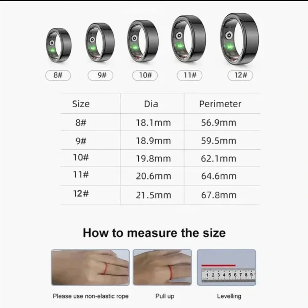 Black and White Wearable Ring with Heart Rate Tracking and NFC